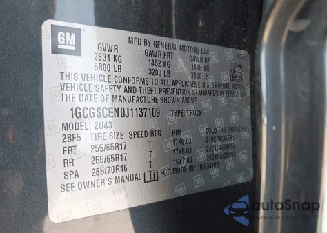 2018 Chevrolet Colorado Lt из США, поврежденный, VIN 1GCGSCEN0J1137109